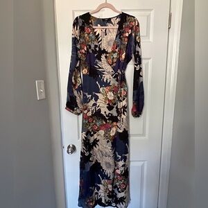 Lulus XL “Put On a Smile” Satin Wrap Dress